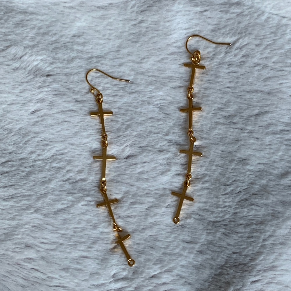 Cross chain earrings